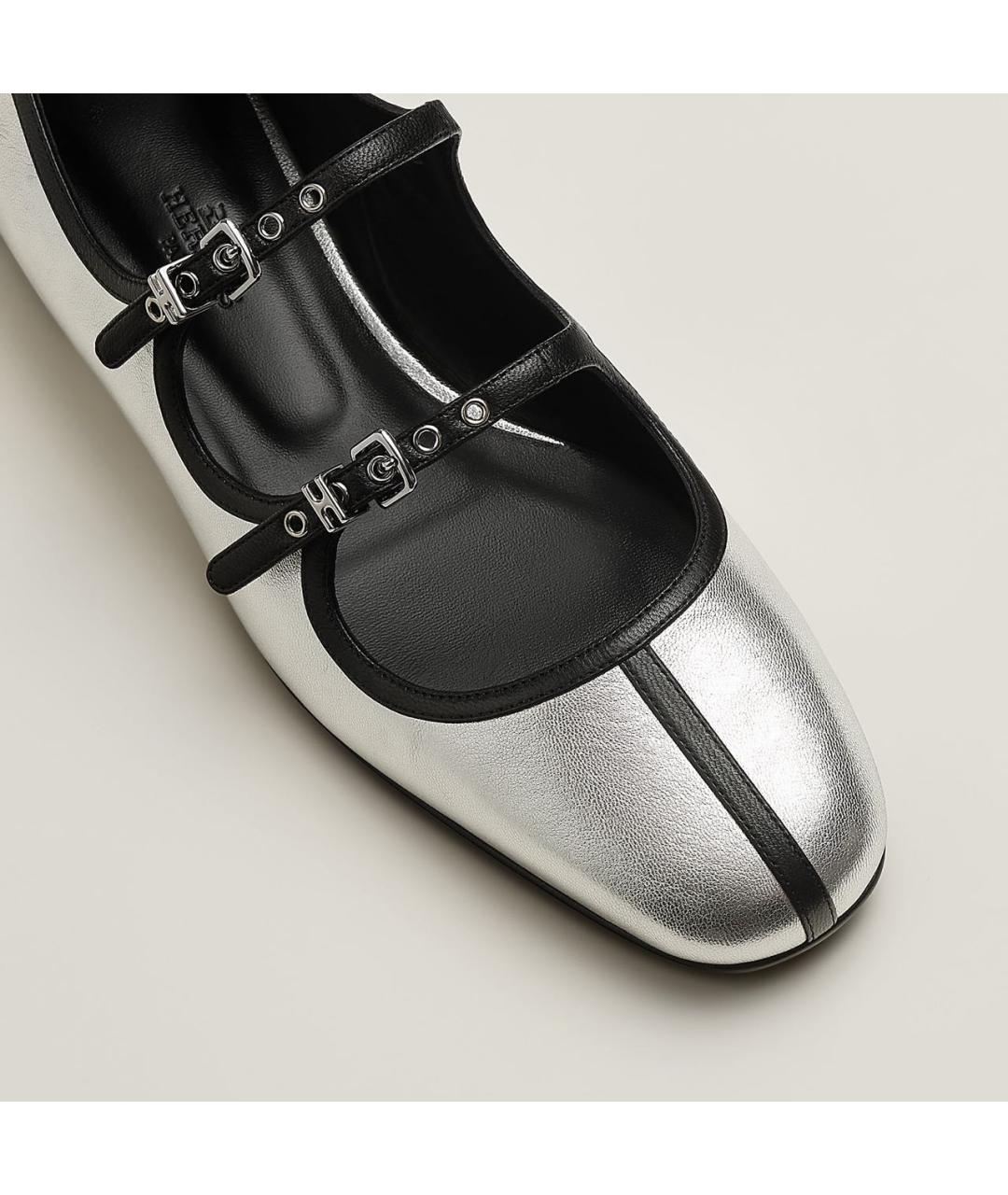 HERMES Серебряные кожаные балетки, фото 3