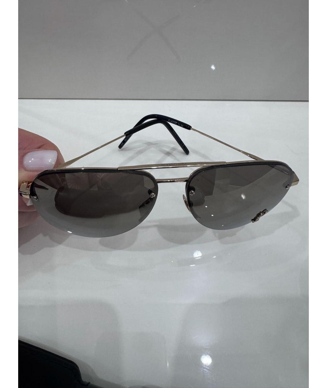 SAINT LAURENT Коричневые металлические солнцезащитные очки, фото 4