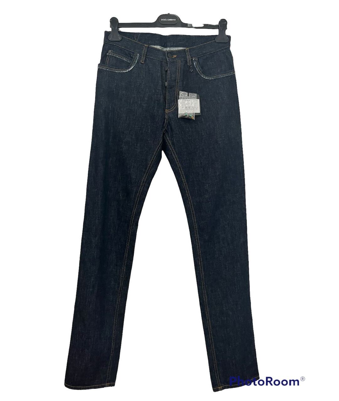 LANVIN Синие хлопковые прямые джинсы, фото 6