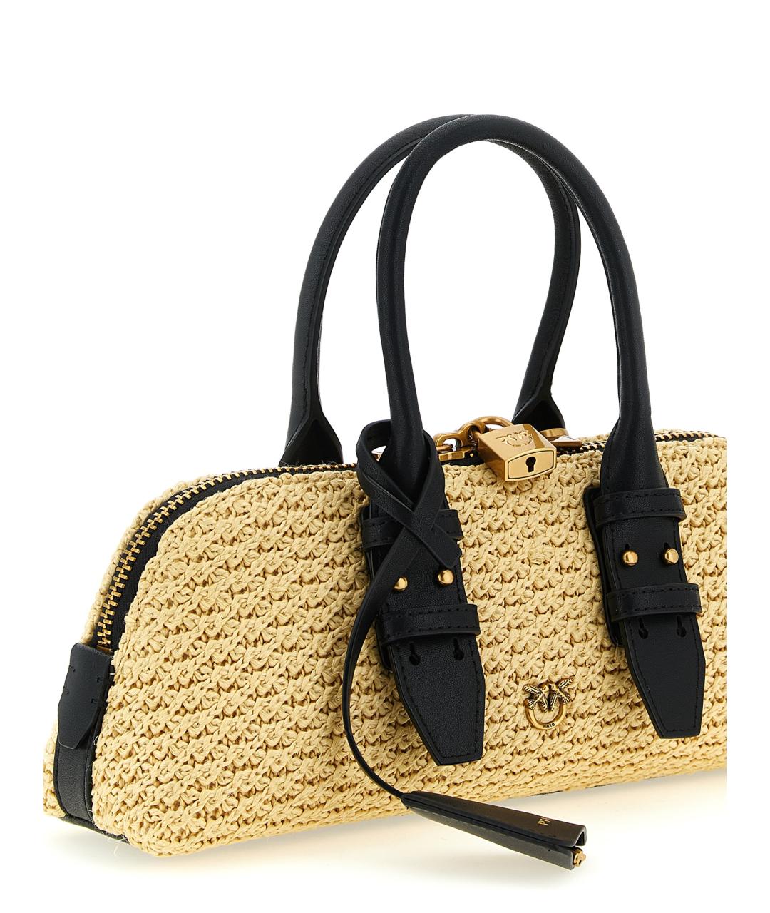 PINKO Бежевая пелетеная сумка с короткими ручками, фото 3