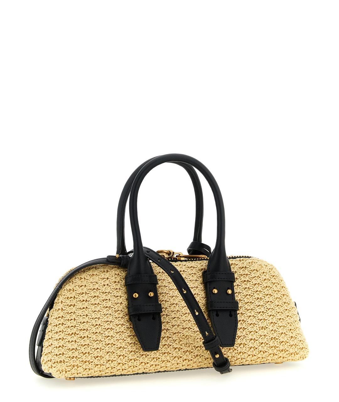 PINKO Бежевая пелетеная сумка с короткими ручками, фото 2