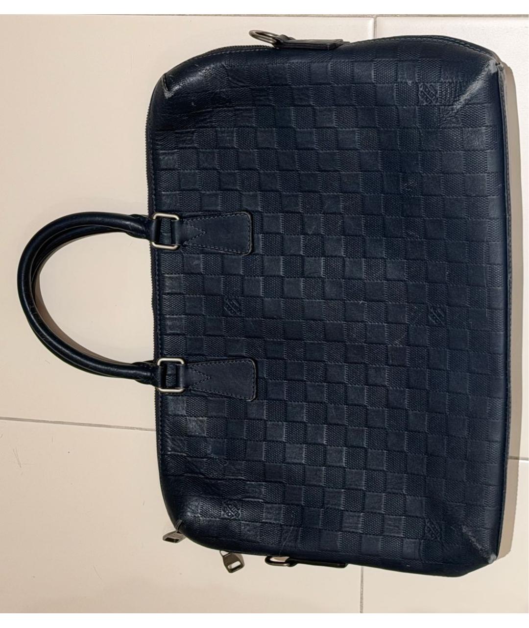 LOUIS VUITTON Темно-синяя кожаная папка для документов, фото 3