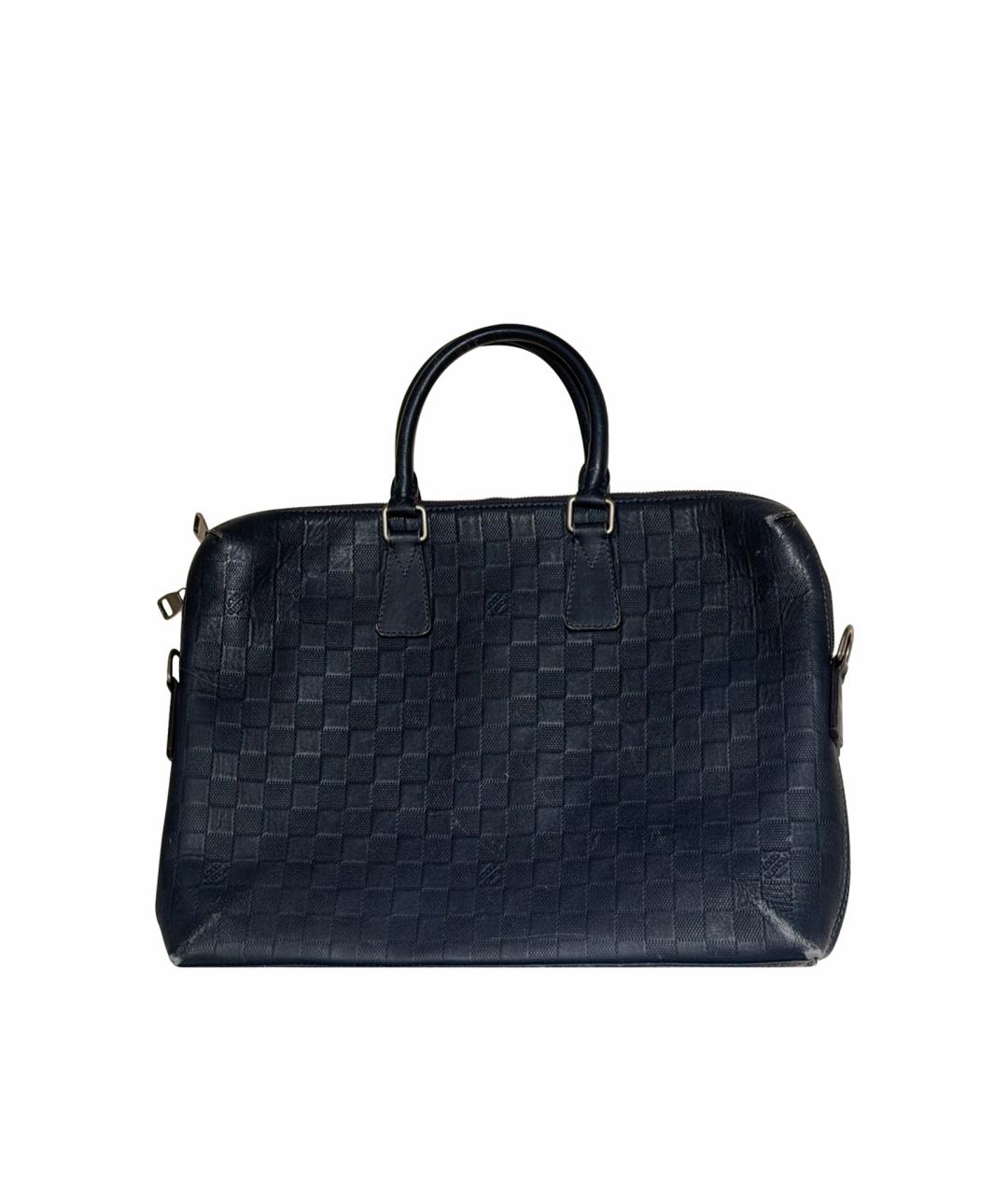 LOUIS VUITTON Темно-синяя кожаная папка для документов, фото 1