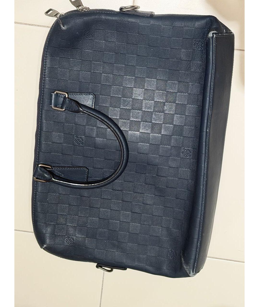 LOUIS VUITTON Темно-синяя кожаная папка для документов, фото 2