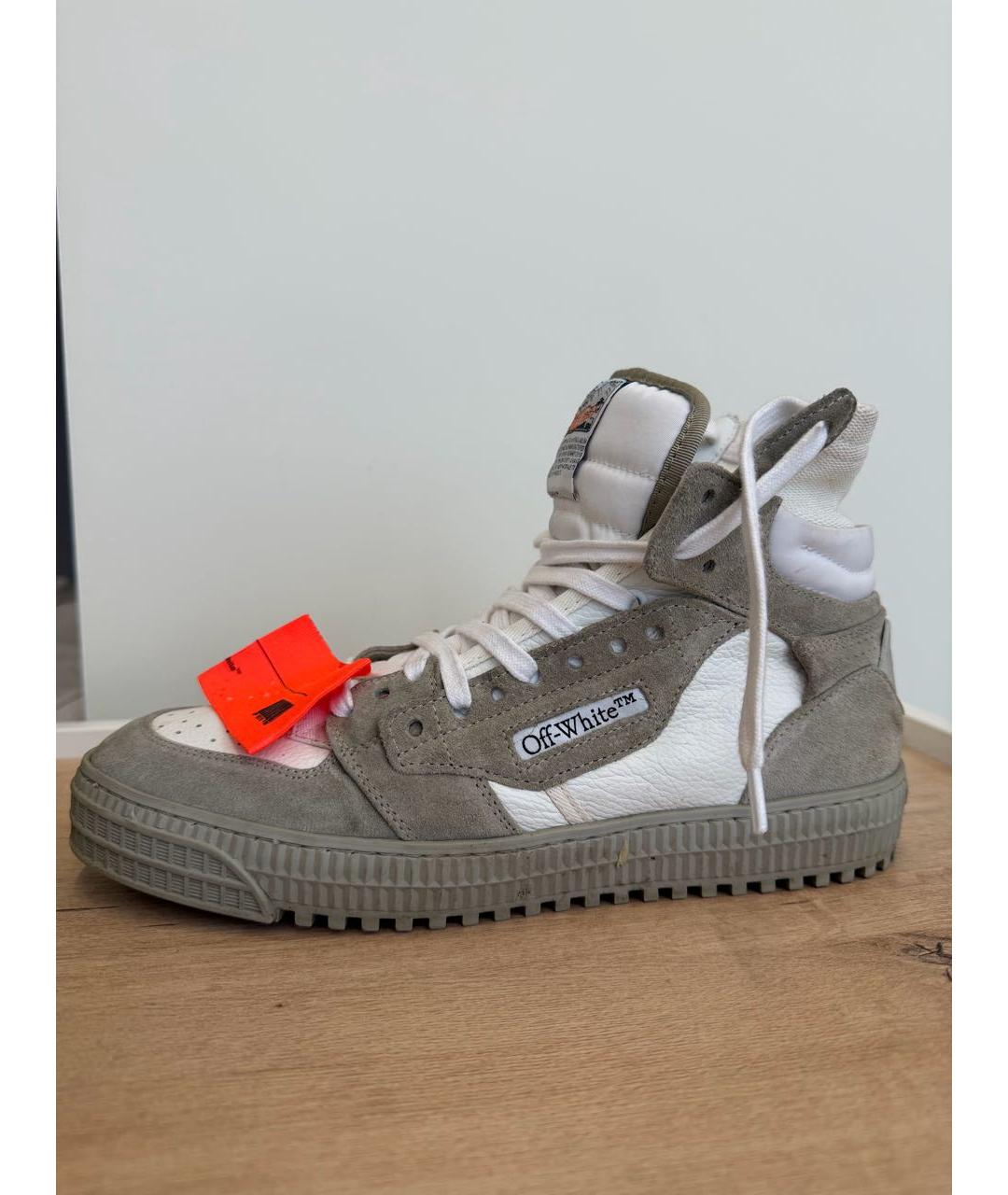 OFF-WHITE Бежевые замшевые кроссовки, фото 9