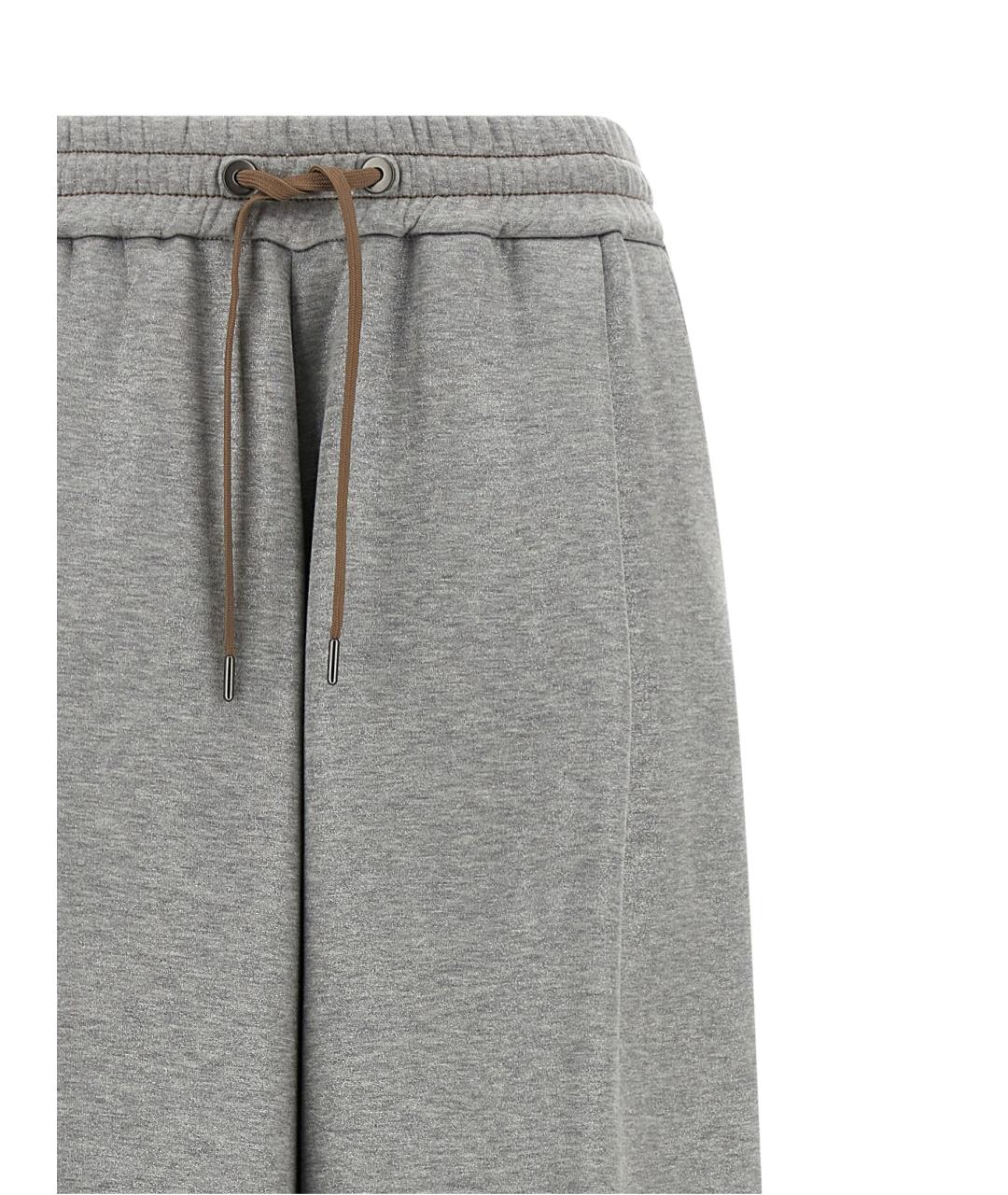 BRUNELLO CUCINELLI Серые хлопковые спортивные брюки и шорты, фото 3