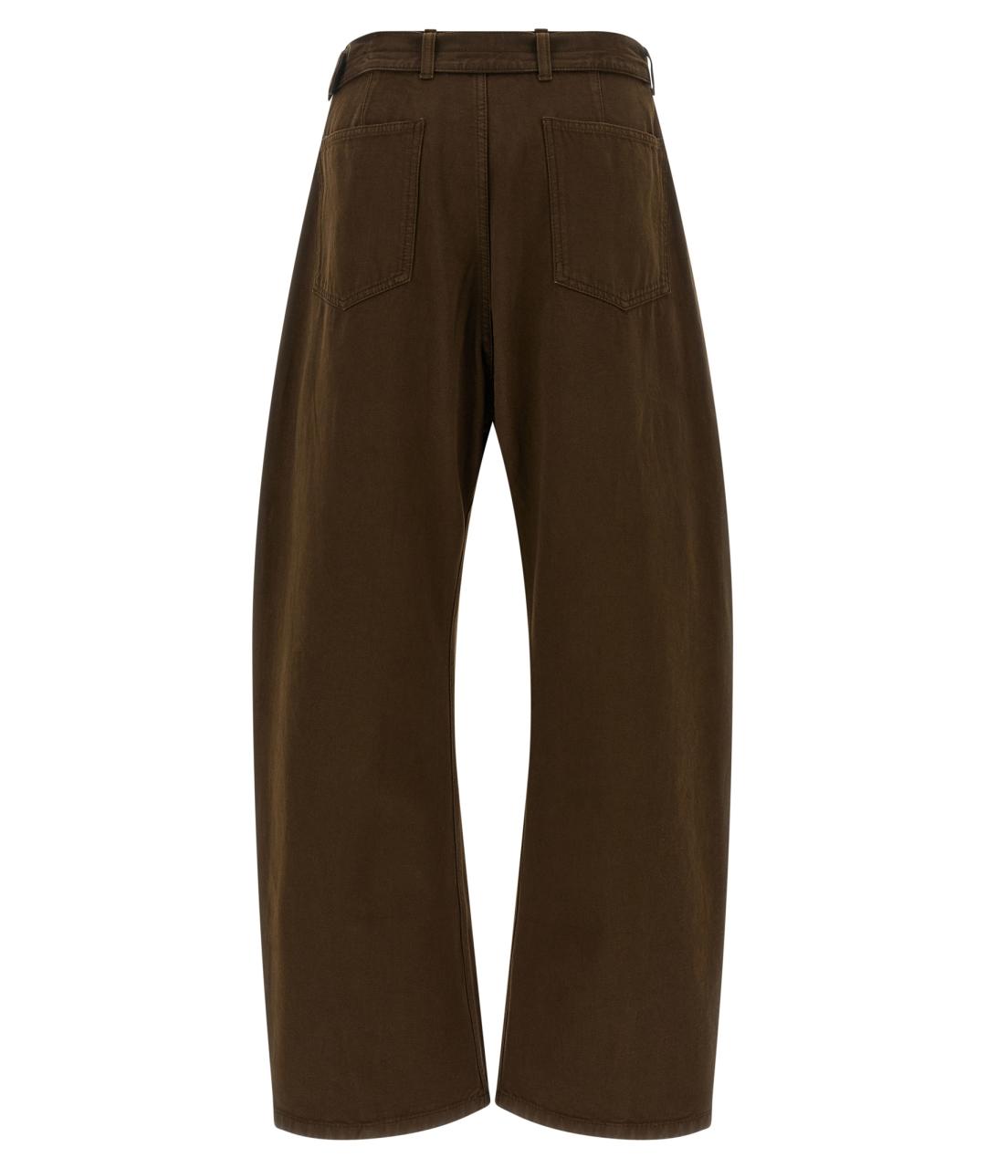LEMAIRE Коричневые хлопковые прямые брюки, фото 2