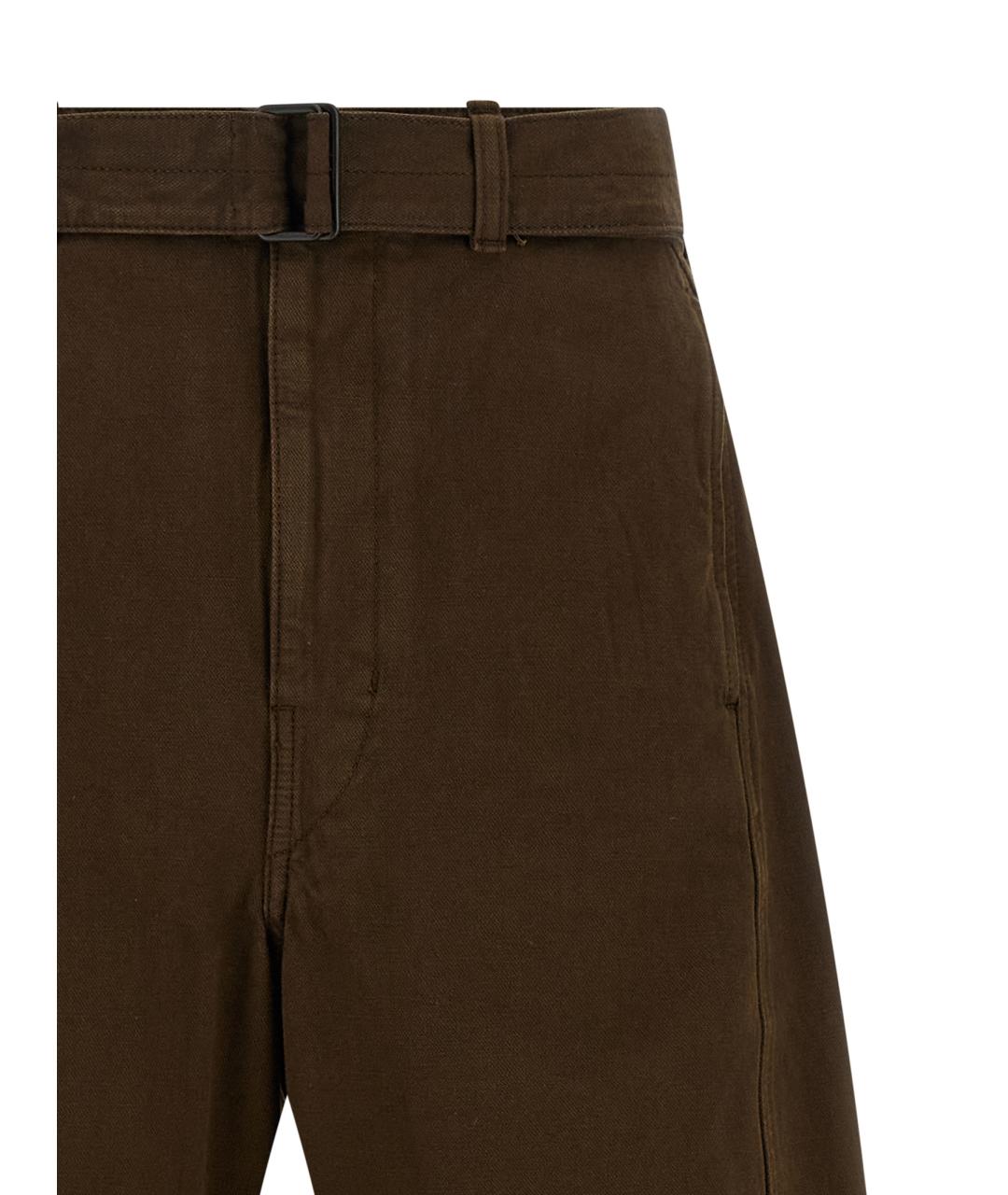 LEMAIRE Коричневые хлопковые прямые брюки, фото 3