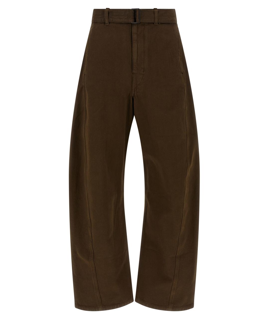 LEMAIRE Коричневые хлопковые прямые брюки, фото 1