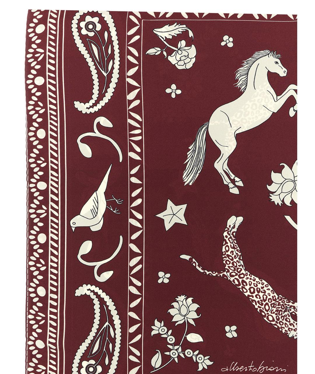 ALBERTO BIANI Бордовый шелковый шарф, фото 3