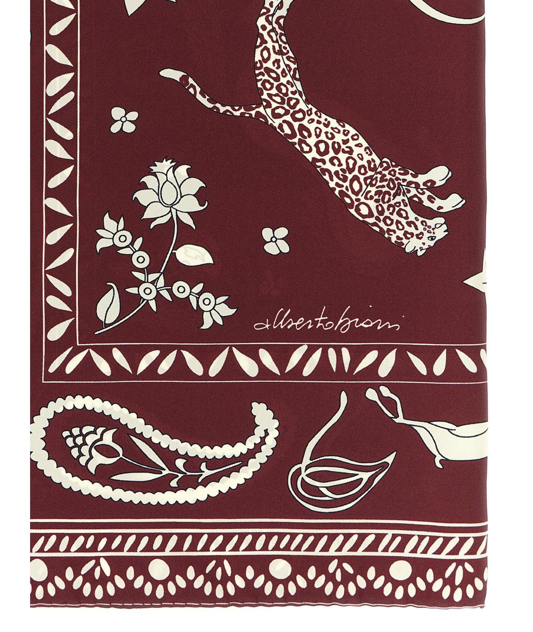 ALBERTO BIANI Бордовый шелковый шарф, фото 2