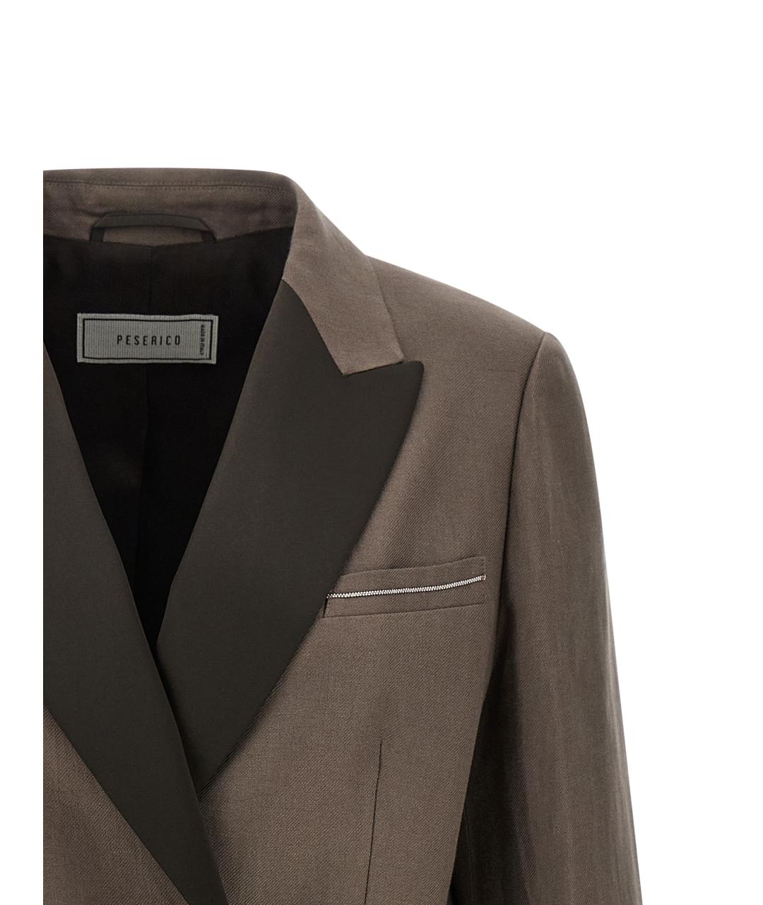 PESERICO Коричневый льняной жакет/пиджак, фото 3