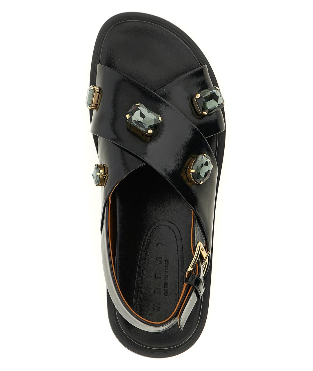 MARNI Черные кожаные босоножки, фото 4