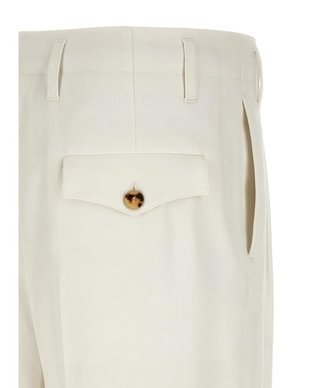 BRUNELLO CUCINELLI Белые хлопковые повседневные брюки, фото 4