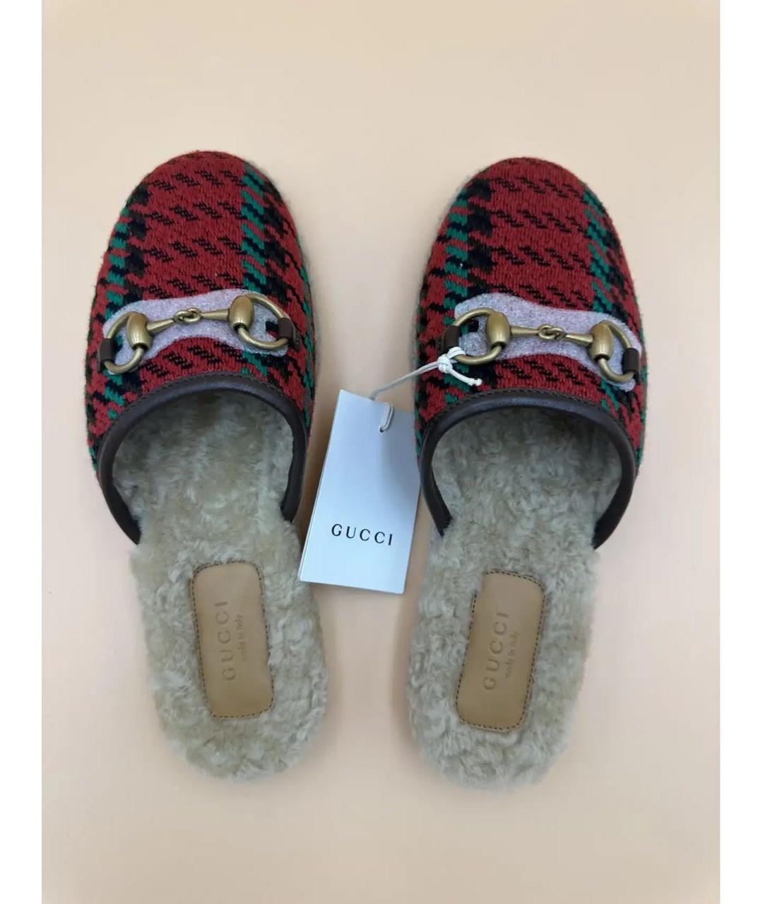 GUCCI Красные текстильные сабо, фото 2