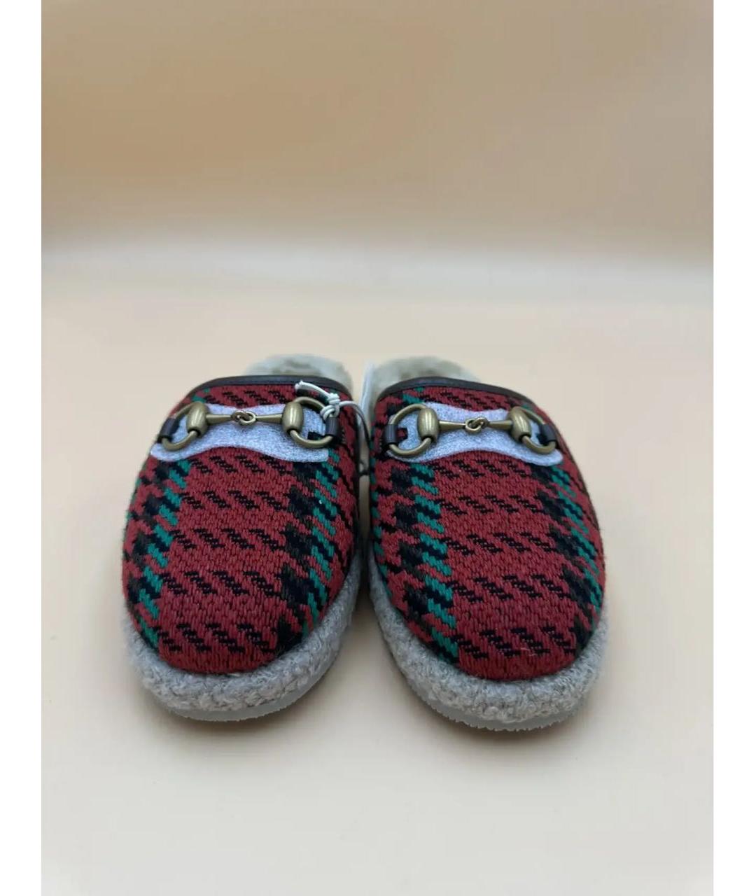 GUCCI Красные текстильные сабо, фото 6