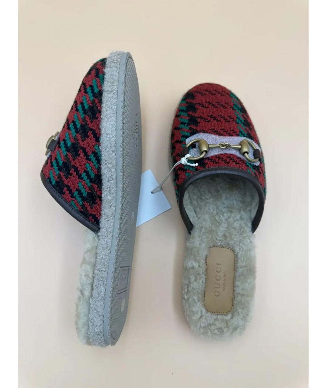 GUCCI Красные текстильные сабо, фото 5