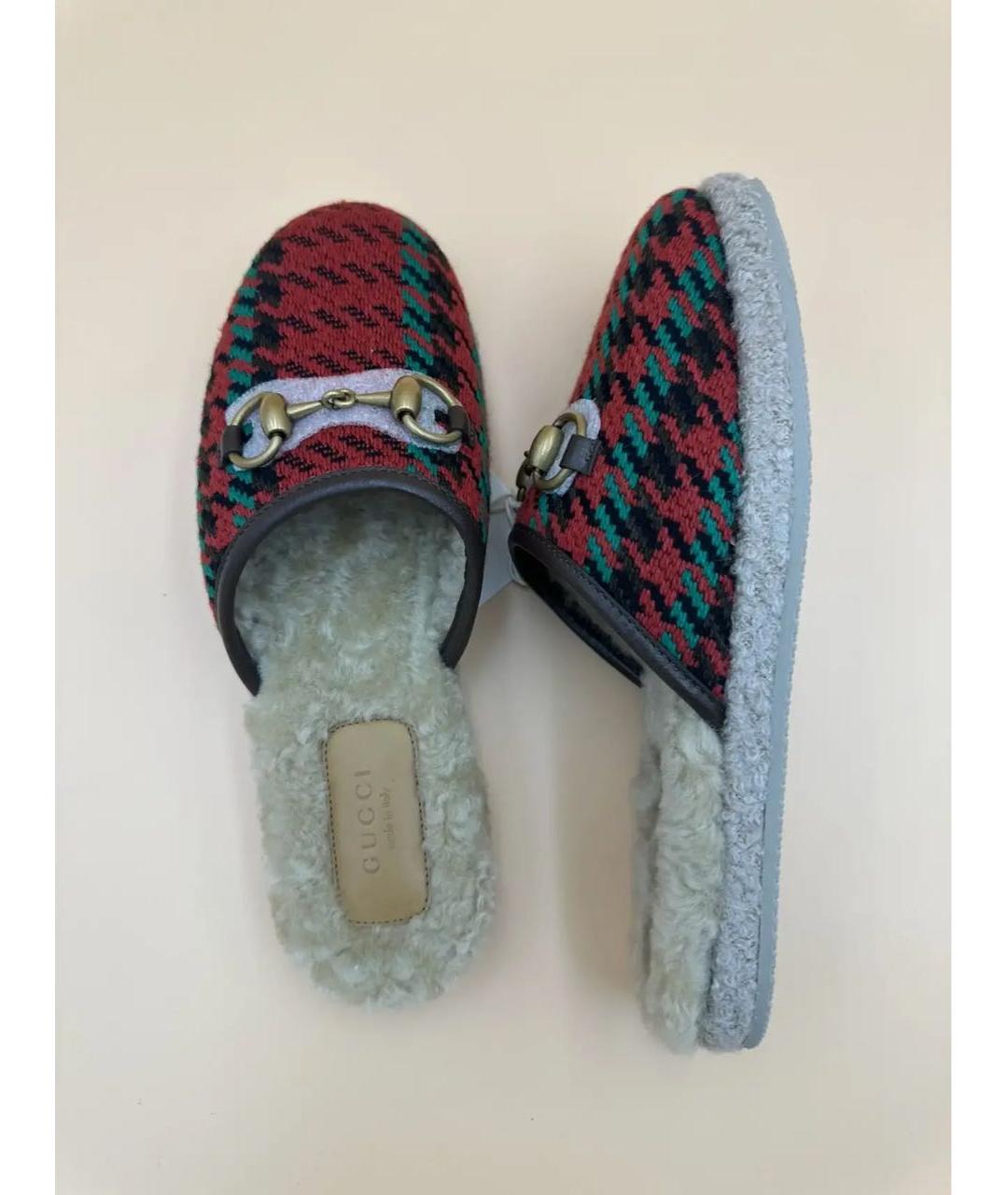 GUCCI Красные текстильные сабо, фото 4