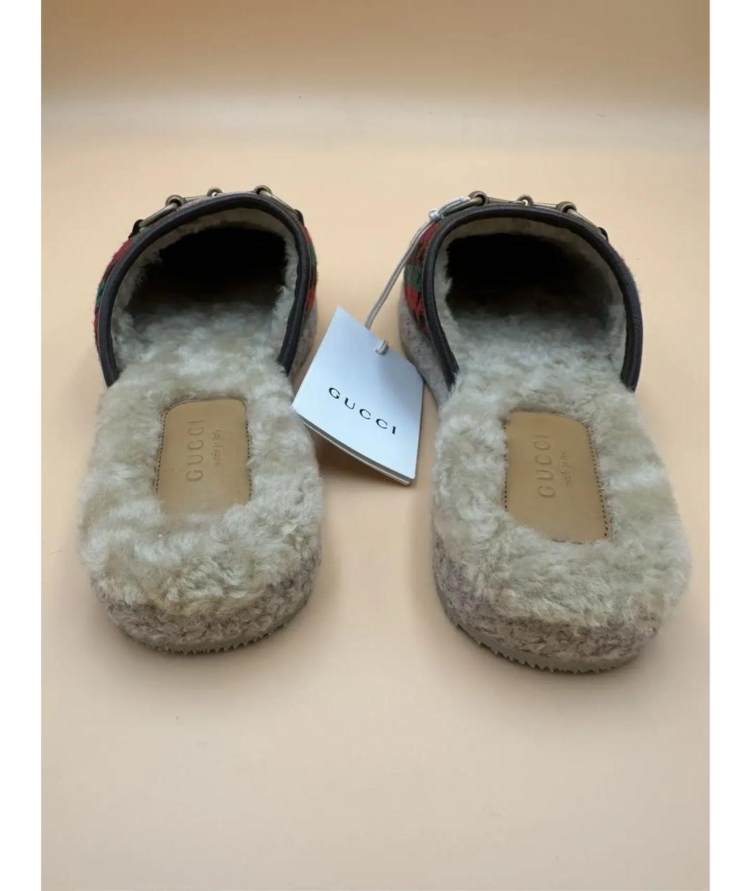 GUCCI Красные текстильные сабо, фото 3