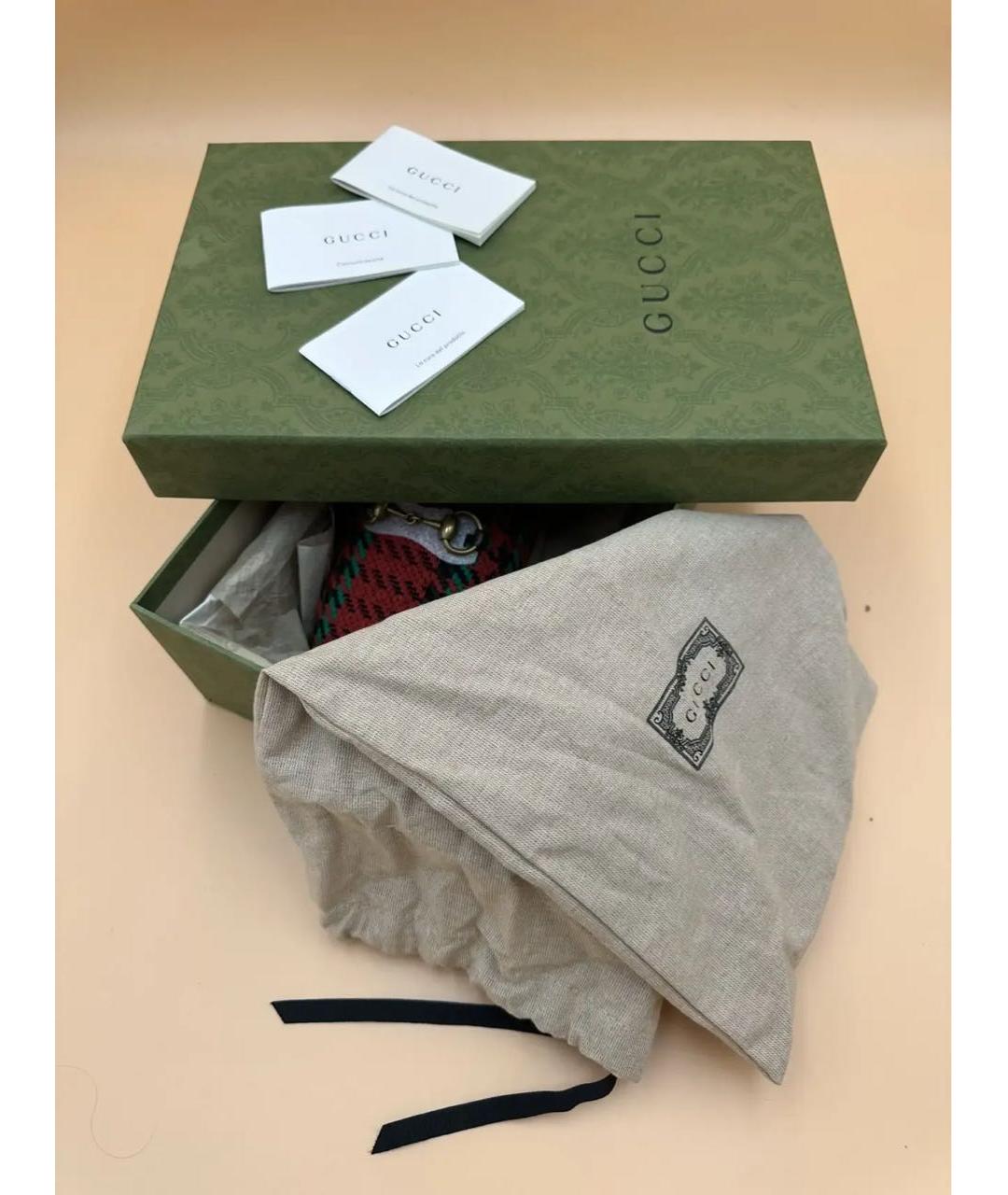 GUCCI Красные текстильные сабо, фото 7