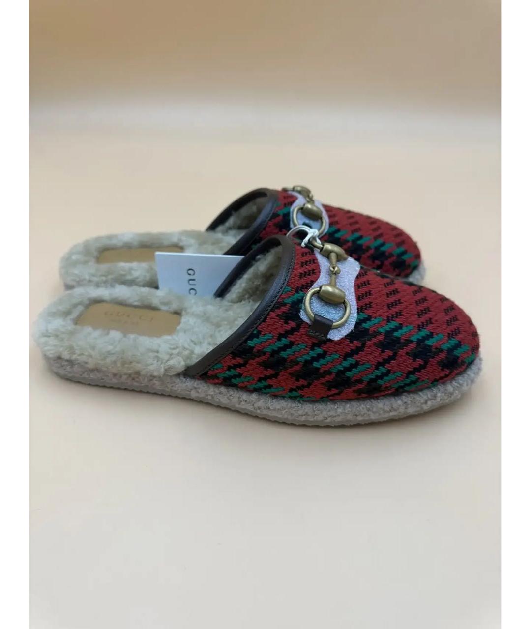 GUCCI Красные текстильные сабо, фото 9