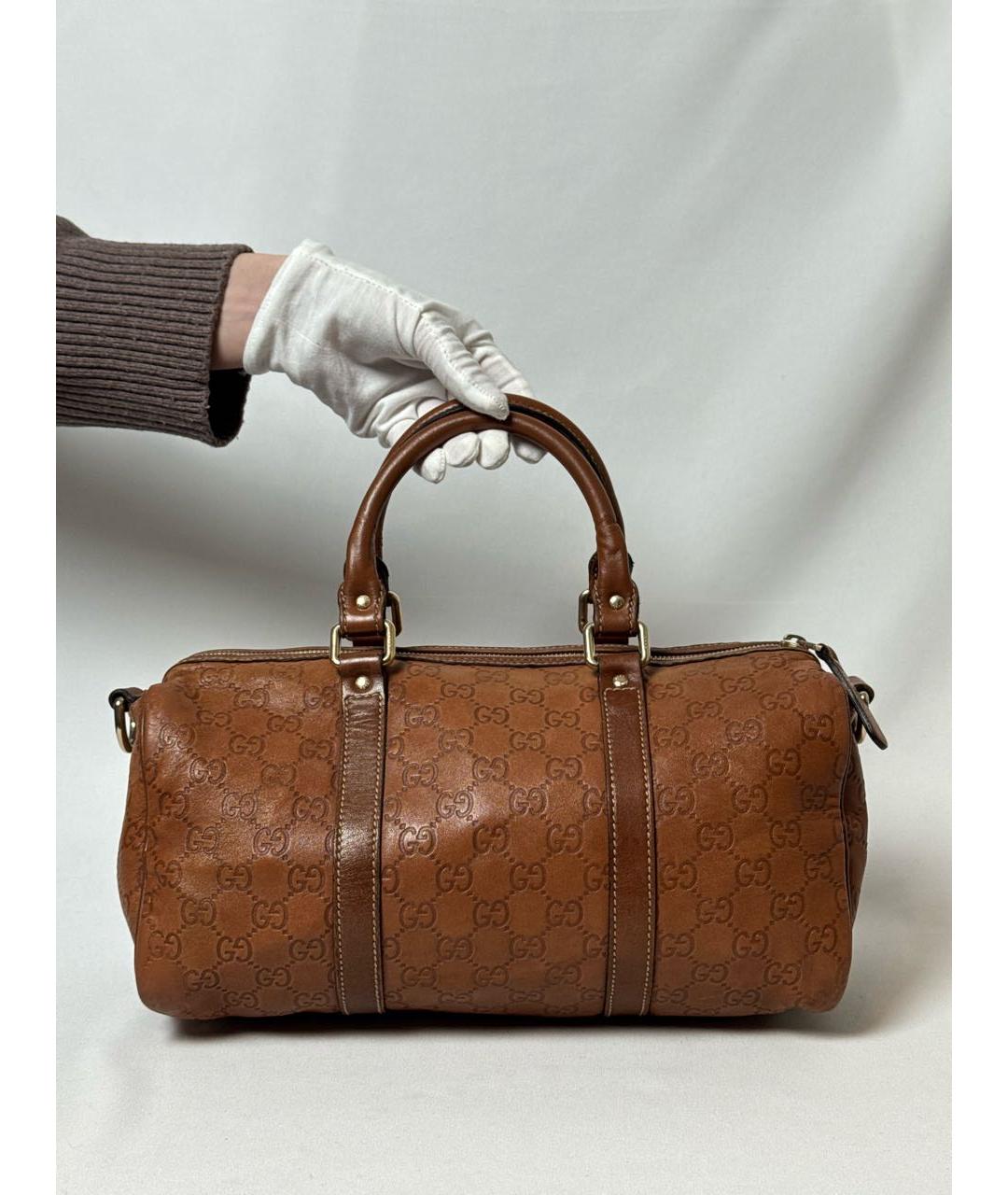 GUCCI Коричневая кожаная сумка с короткими ручками, фото 5