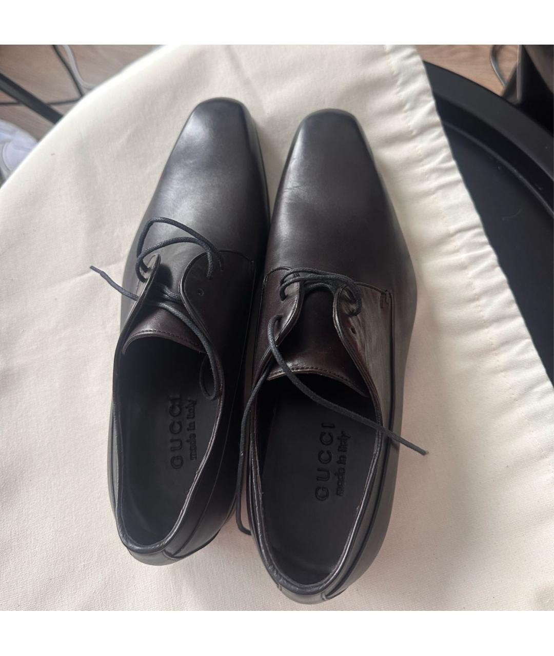 GUCCI Коричневые кожаные туфли, фото 3