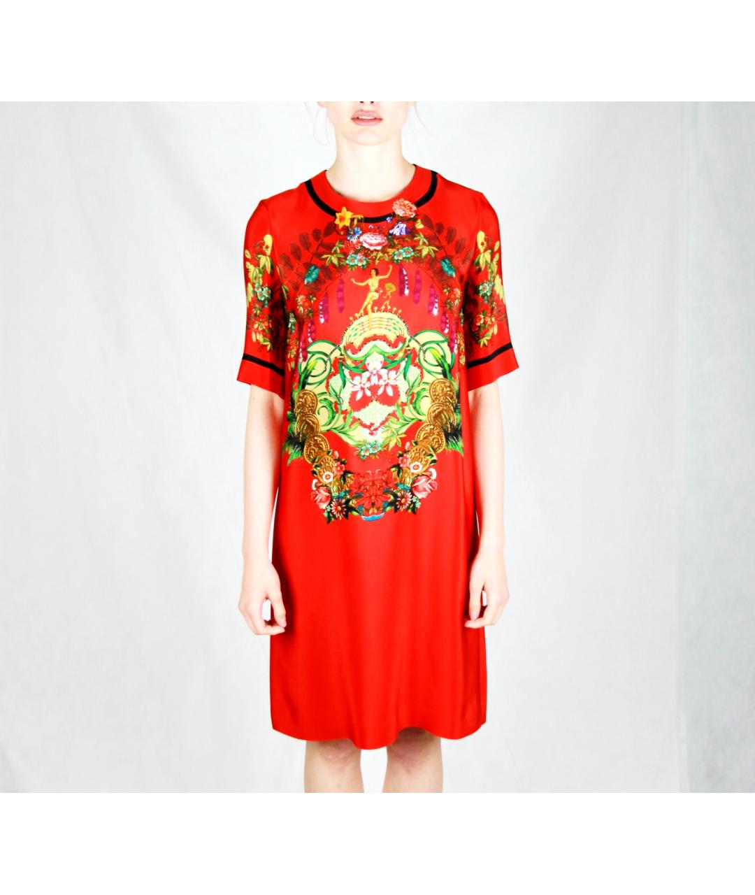 ETRO Красное шелковое повседневное платье, фото 3