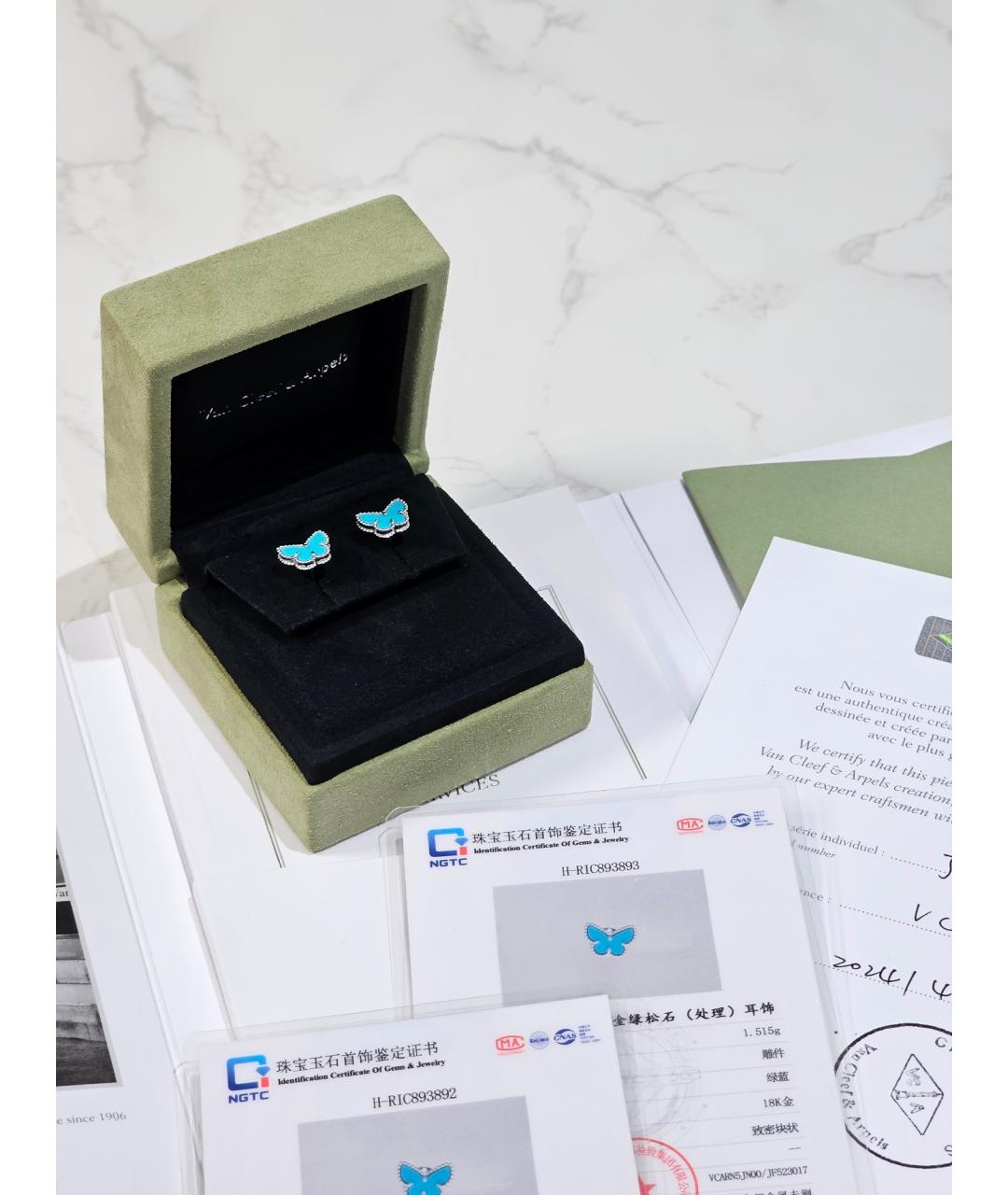 VAN CLEEF & ARPELS Голубые серьги из белого золота, фото 2