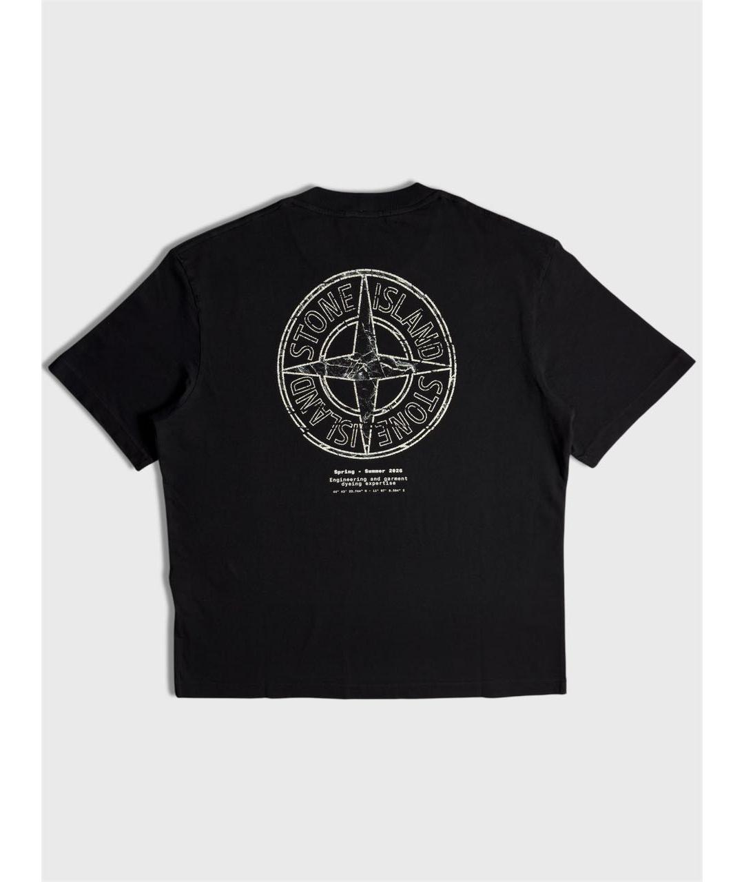 STONE ISLAND Черная хлопковая футболка, фото 2
