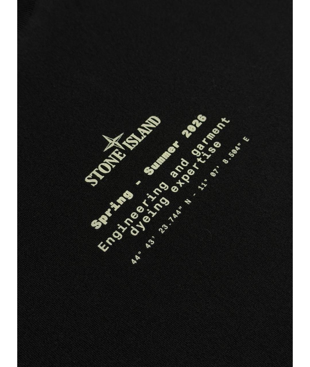 STONE ISLAND Черная хлопковая футболка, фото 5