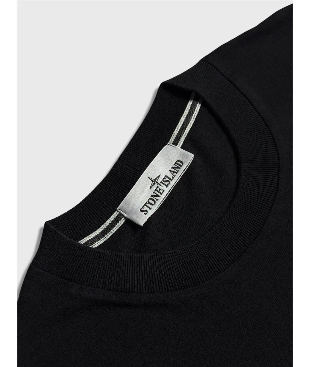 STONE ISLAND Черная хлопковая футболка, фото 3