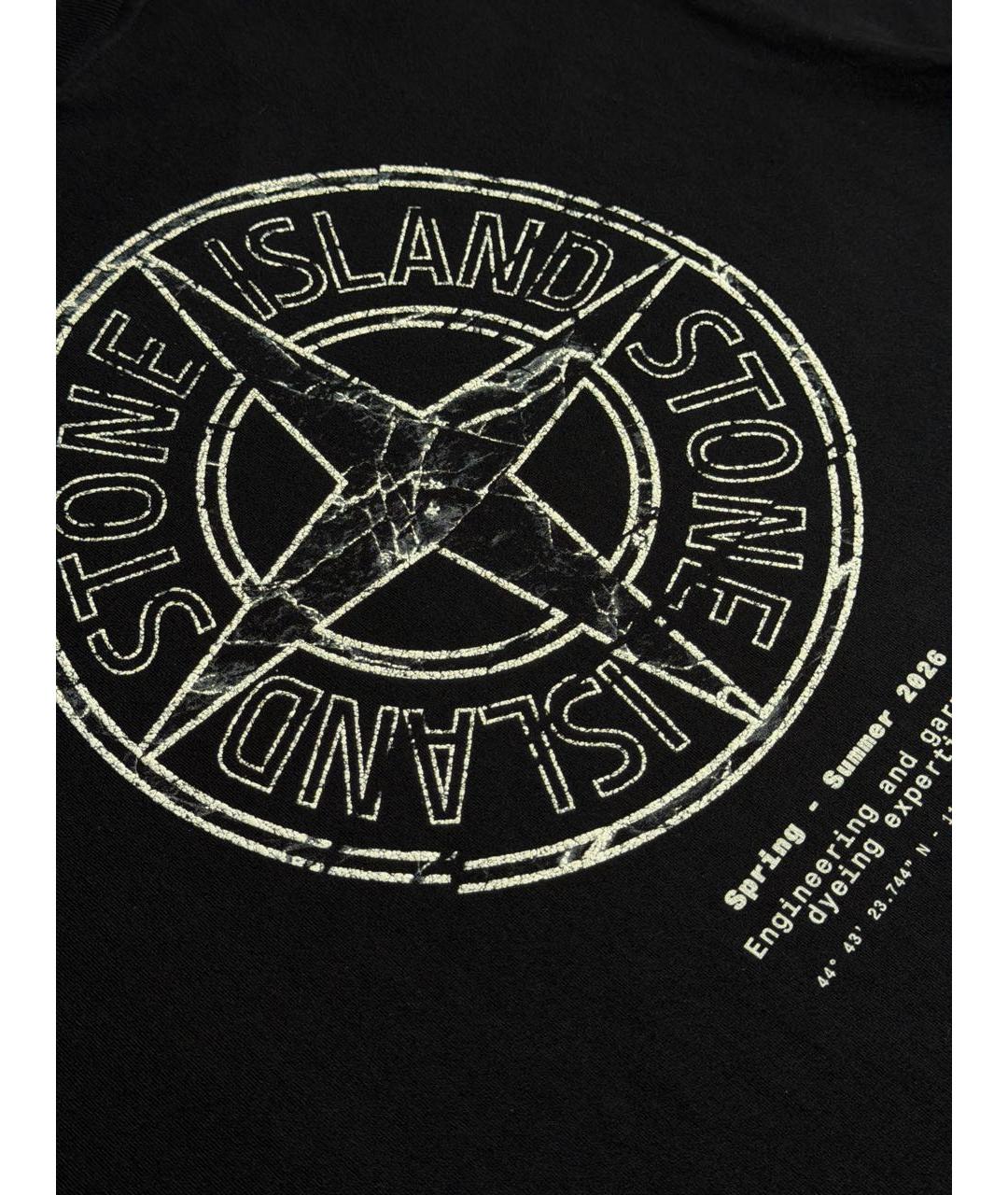 STONE ISLAND Черная хлопковая футболка, фото 4