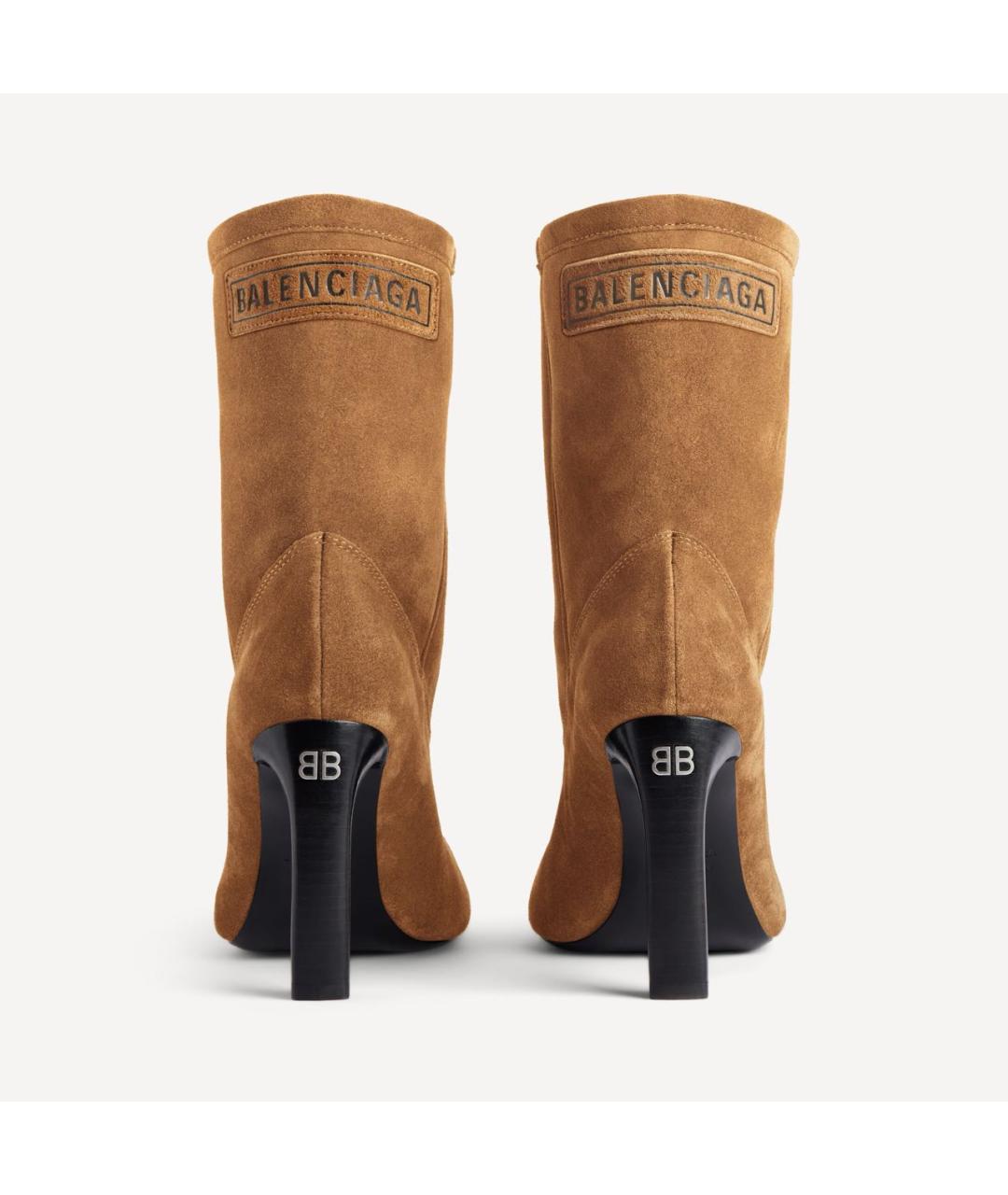 BALENCIAGA Бежевые нубуковые ботильоны, фото 2