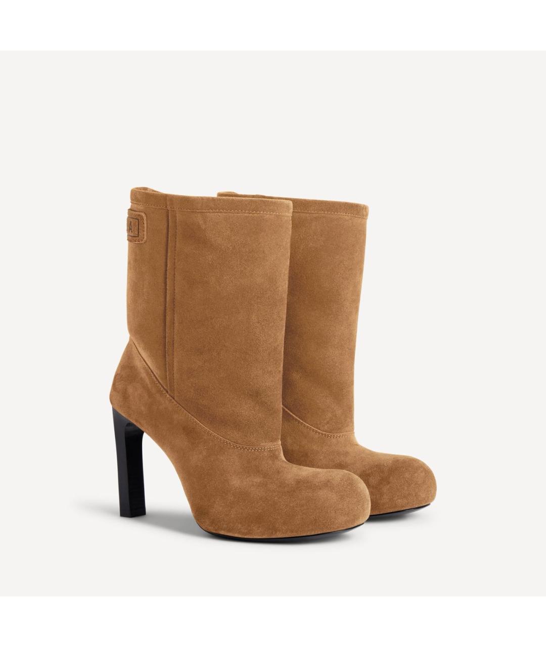 BALENCIAGA Бежевые нубуковые ботильоны, фото 7