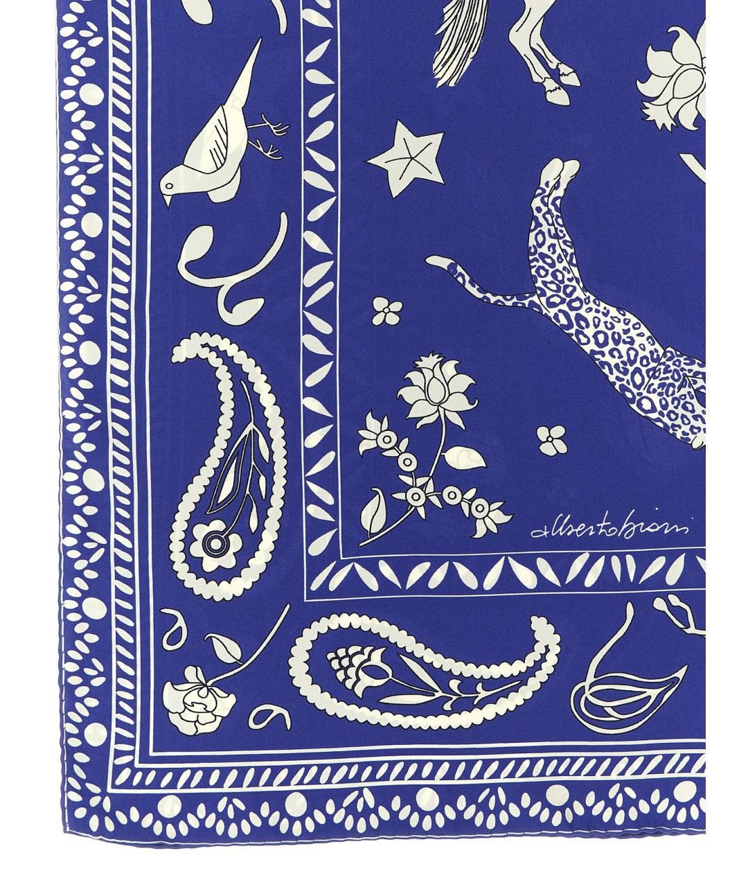 ALBERTO BIANI Синий шелковый шарф, фото 2