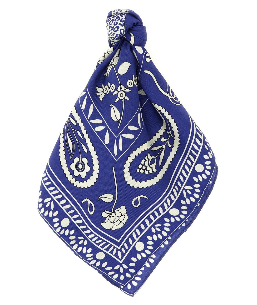 ALBERTO BIANI Синий шелковый шарф, фото 1