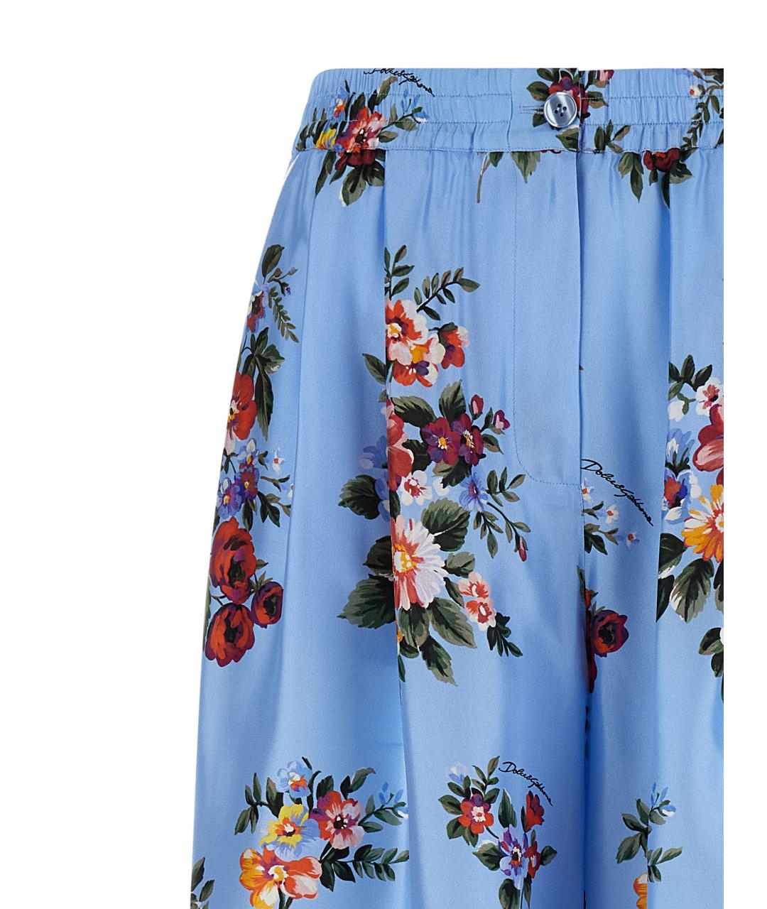 DOLCE&GABBANA Мульти шелковые брюки широкие, фото 4