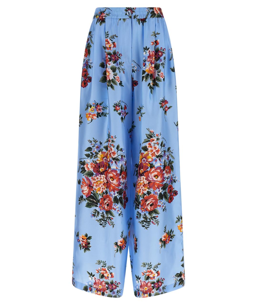 DOLCE&GABBANA Мульти шелковые брюки широкие, фото 1
