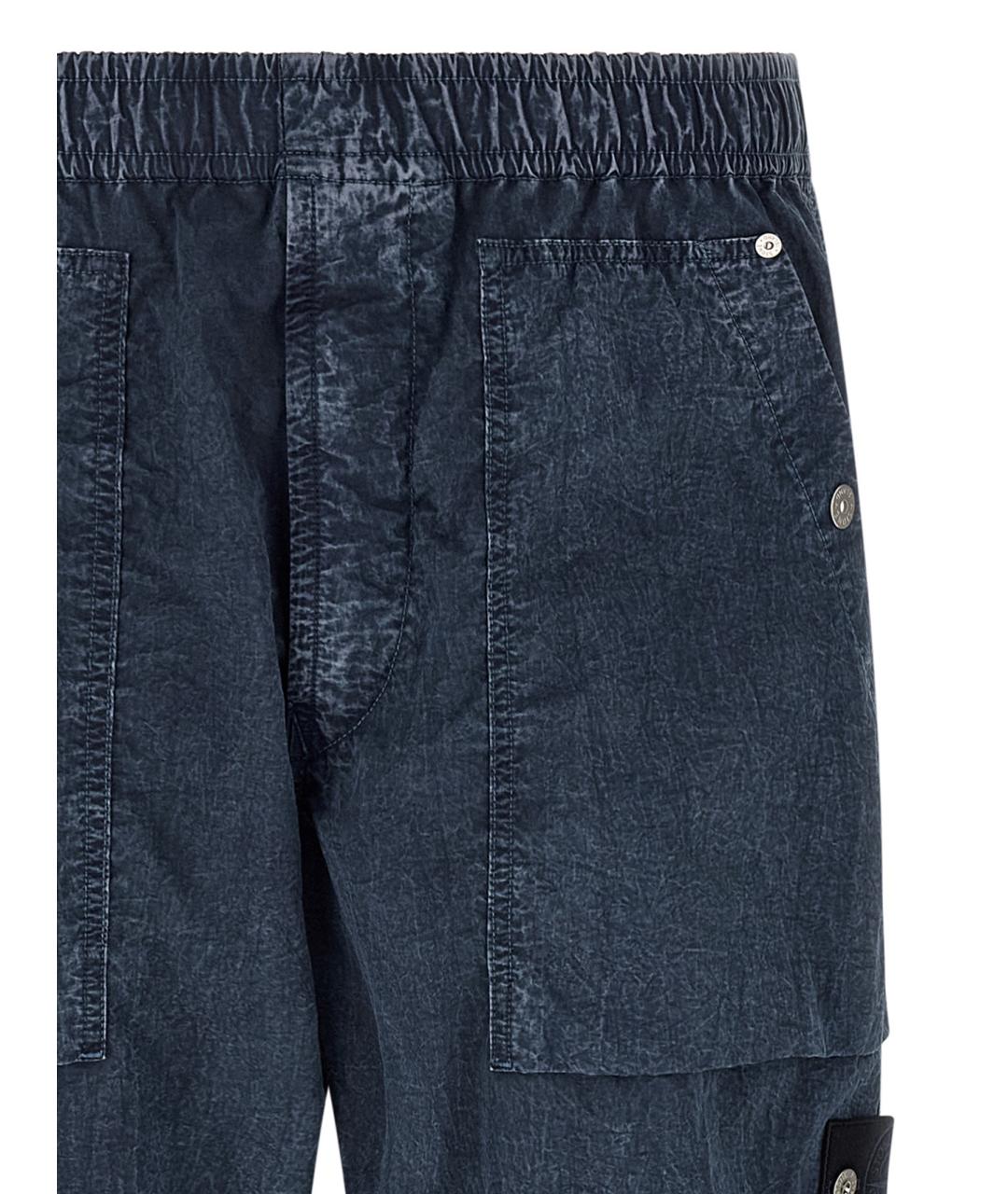 STONE ISLAND Синие полиамидовые повседневные брюки, фото 3