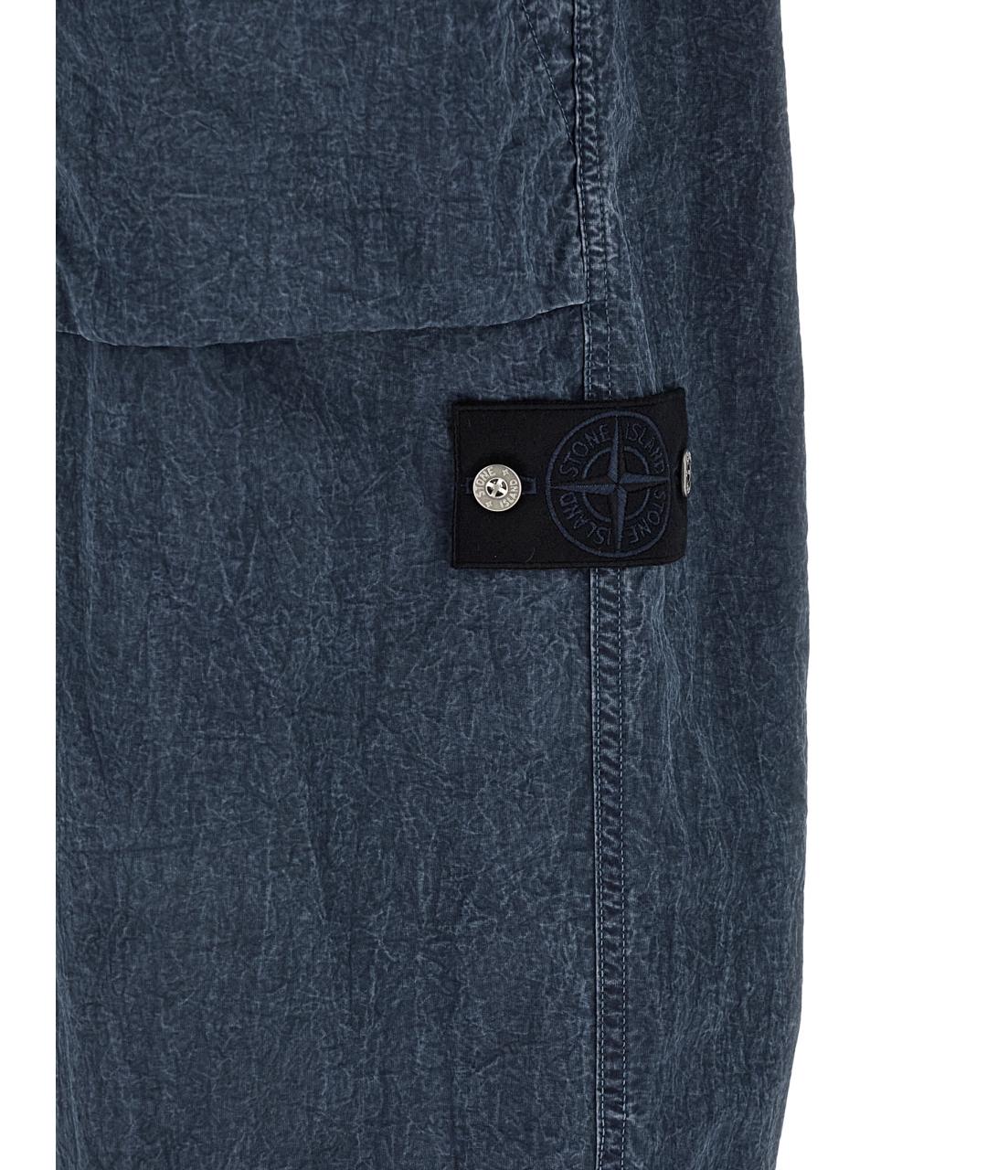 STONE ISLAND Синие полиамидовые повседневные брюки, фото 5