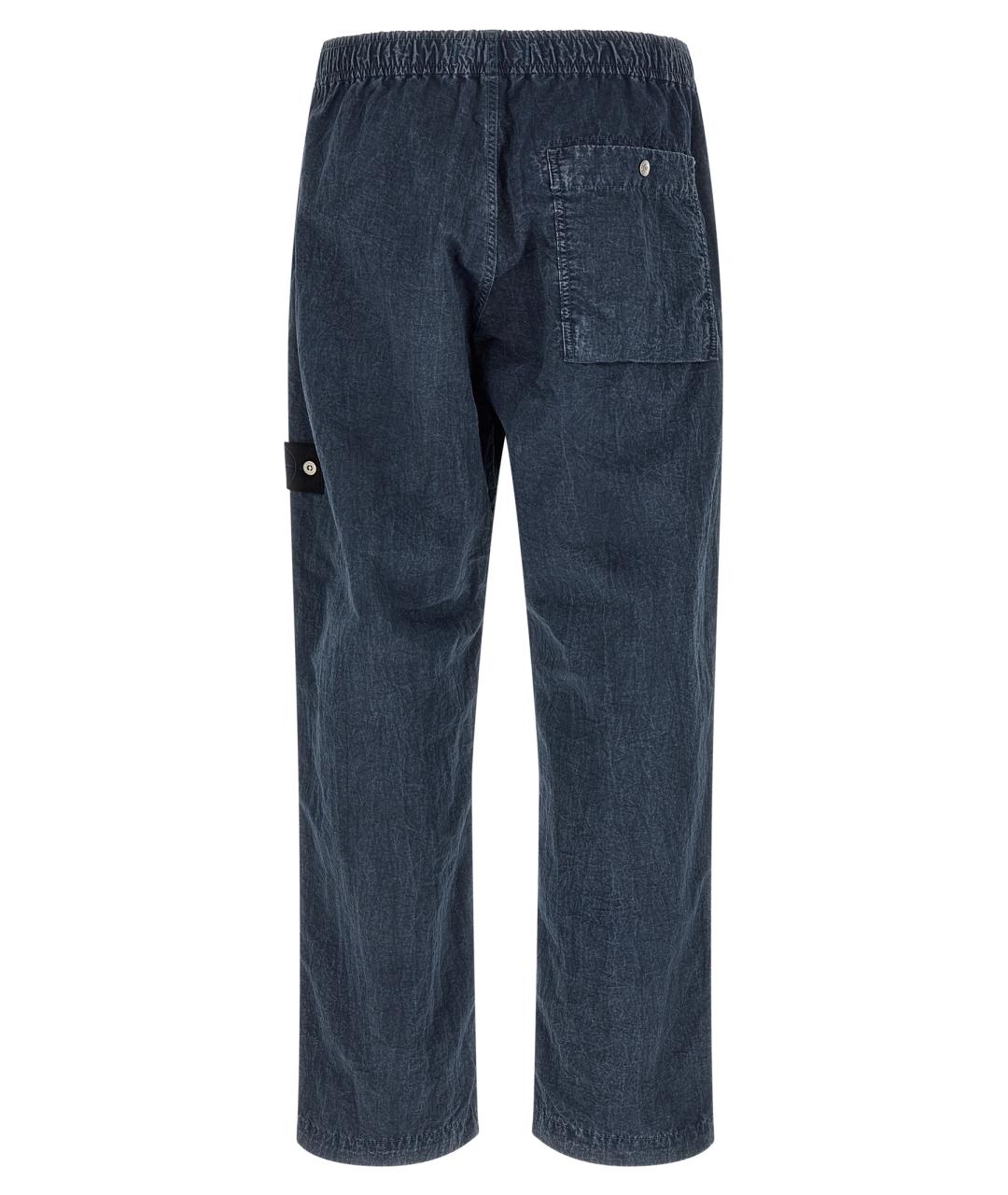 STONE ISLAND Синие полиамидовые повседневные брюки, фото 2
