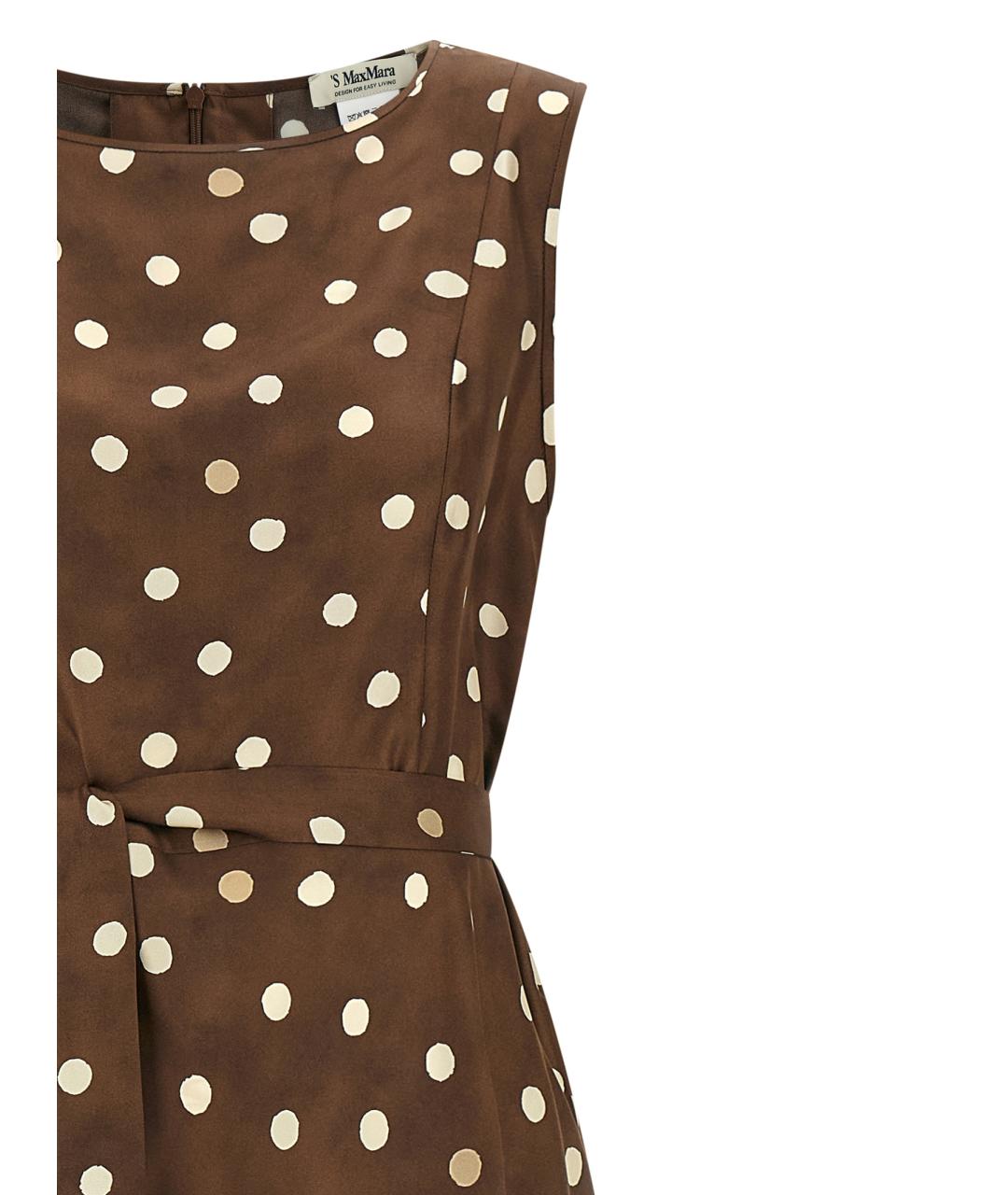 'S MAX MARA Коричневое шелковое повседневное платье, фото 3