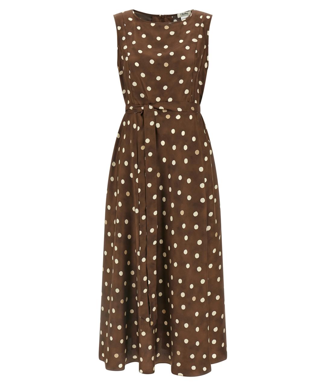 'S MAX MARA Коричневое шелковое повседневное платье, фото 1