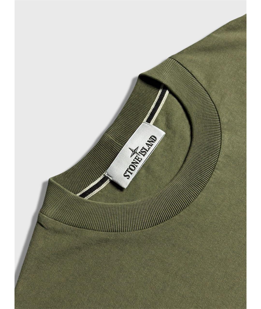 STONE ISLAND Зеленая хлопковая футболка, фото 3