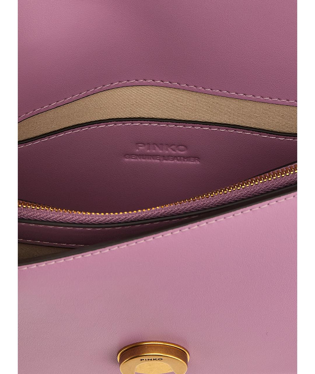 PINKO Фиолетовая кожаная сумка через плечо, фото 4
