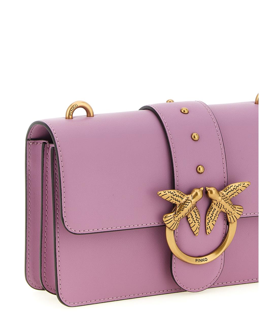 PINKO Фиолетовая кожаная сумка через плечо, фото 3