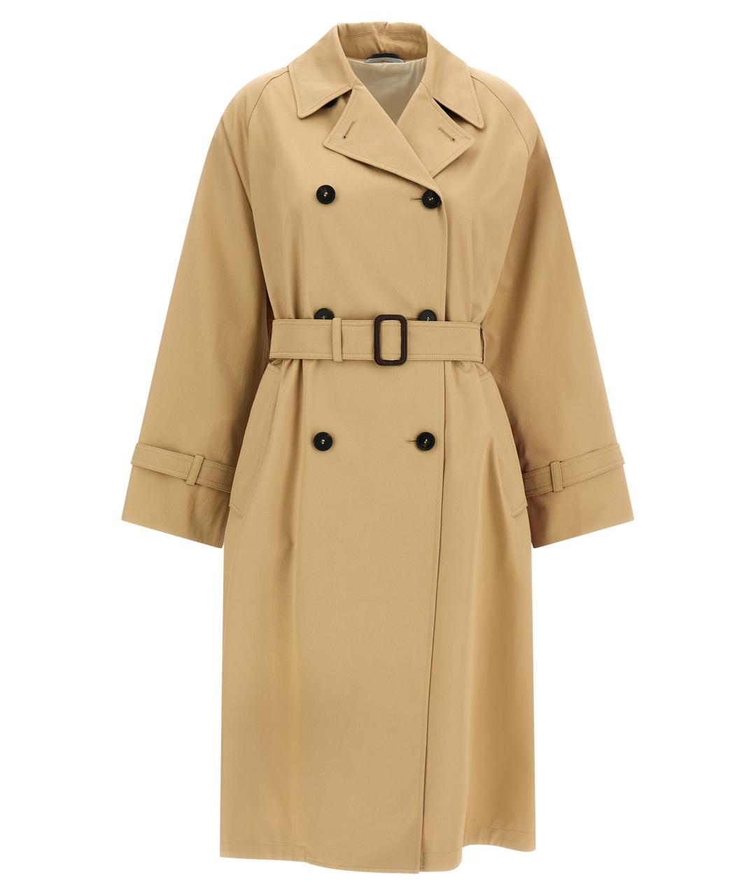 WEEKEND MAX MARA Бежевый хлопковый тренч/плащ, фото 2