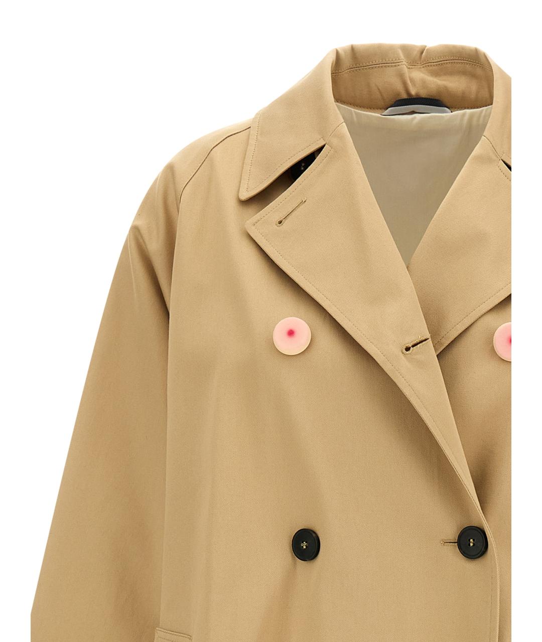 WEEKEND MAX MARA Бежевый хлопковый тренч/плащ, фото 4