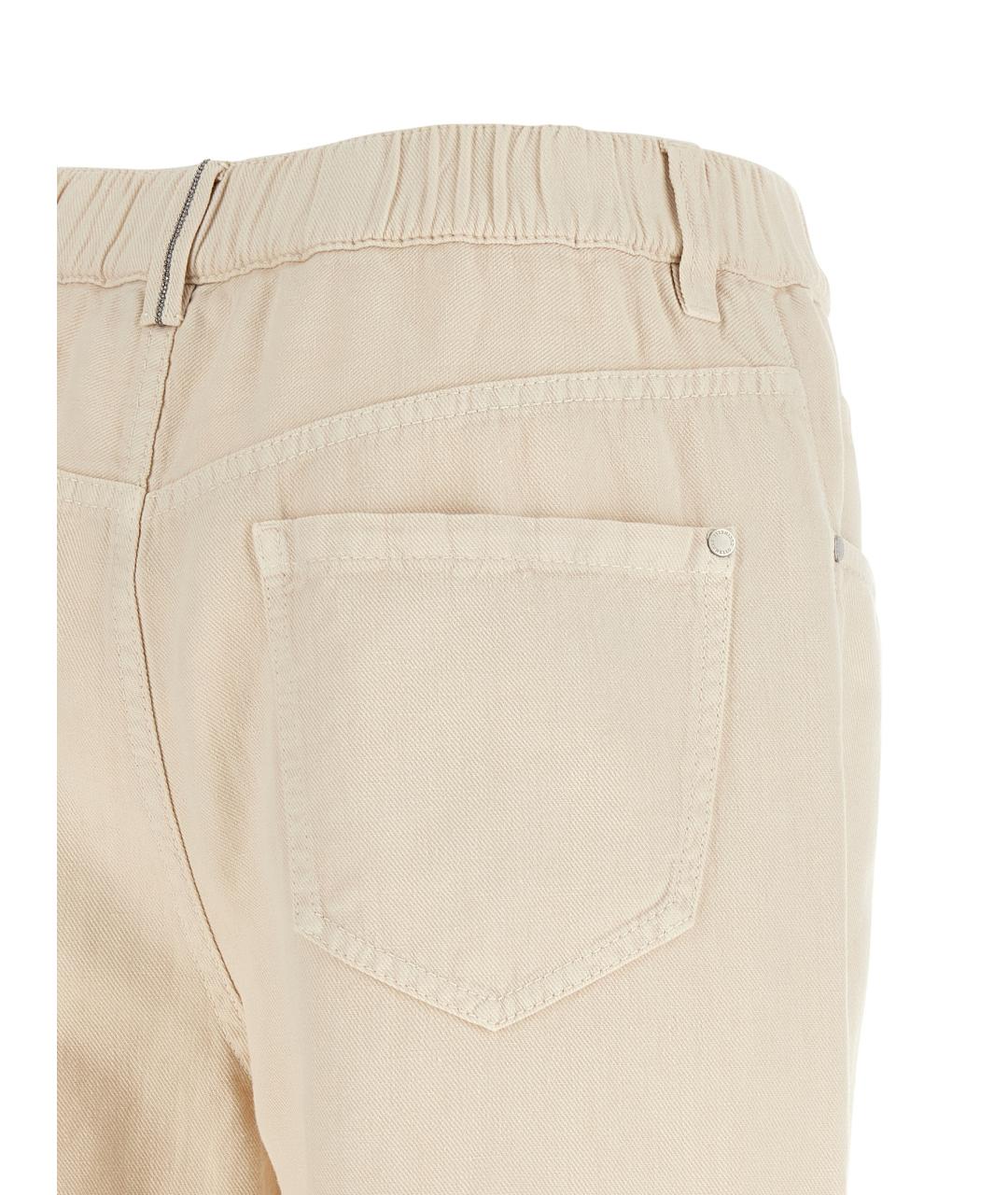 BRUNELLO CUCINELLI Бежевые хлопковые прямые брюки, фото 4